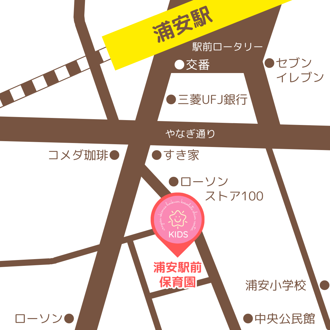 浦安駅前保育園　4階多目的室への地図