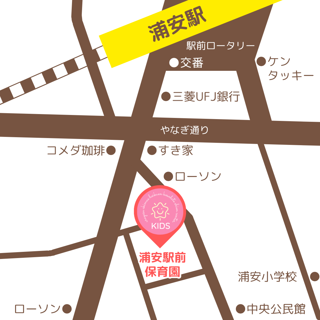 浦安駅前保育園　1階　子育て支援センターへの地図